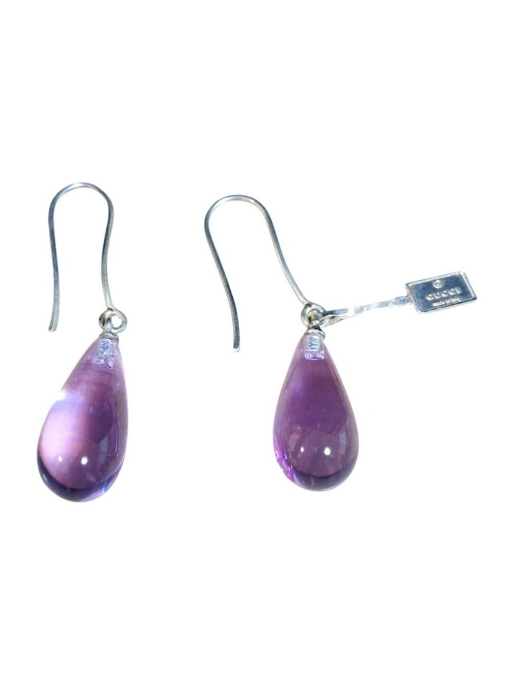 Gucci Crystal Drop Earrings 925 Purple